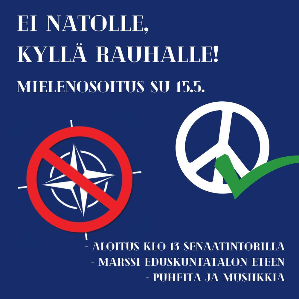 Ei Natolle, kyllä rauhalle! -mielenosoituksen mainos.